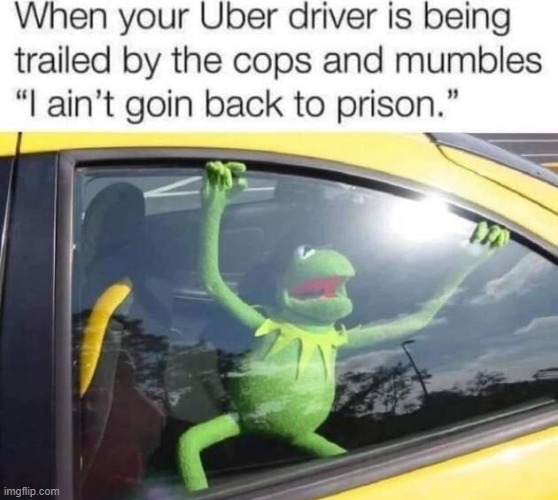 GUYS IM BACK | image tagged in muppets,uber,prison,fun,cops | made w/ Imgflip meme maker