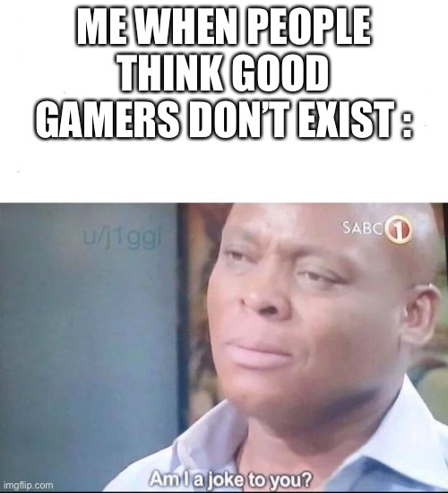 am I a joke to you | ME WHEN PEOPLE THINK GOOD GAMERS DON’T EXIST : | image tagged in am i a joke to you | made w/ Imgflip meme maker