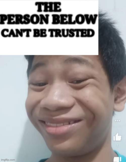 Person Below X | CAN'T BE TRUSTED | image tagged in person below x | made w/ Imgflip meme maker