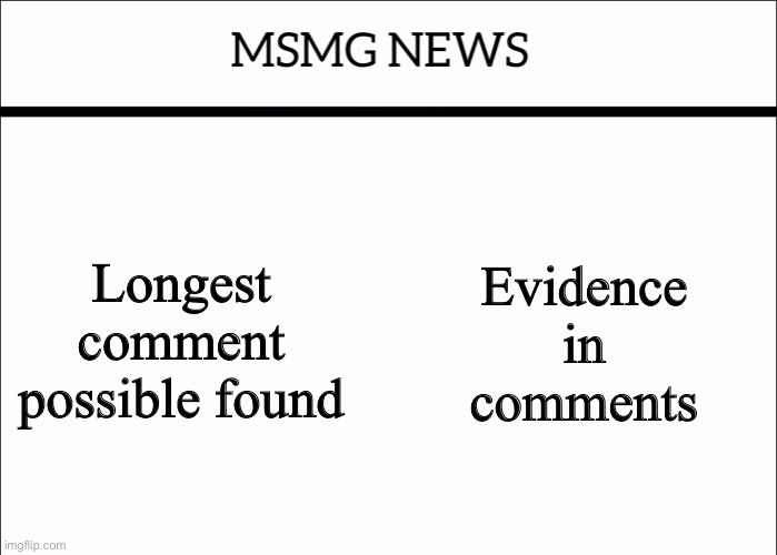 MSMG NEWS | Longest comment possible found; Evidence in comments | image tagged in msmg news | made w/ Imgflip meme maker