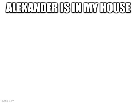 Blank White Template | ALEXANDER IS IN MY HOUSE | image tagged in blank white template | made w/ Imgflip meme maker