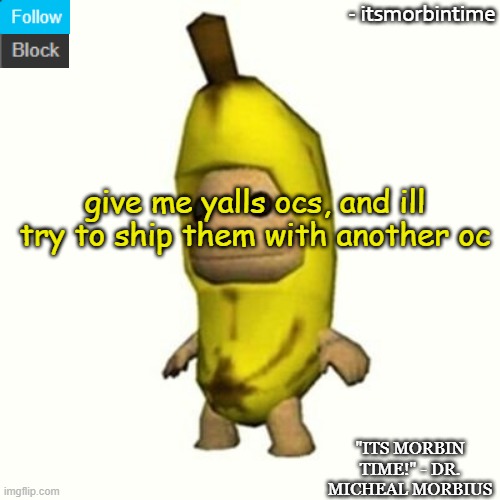 ANNOUNCEMENT | give me yalls ocs, and ill try to ship them with another oc | image tagged in announcement | made w/ Imgflip meme maker