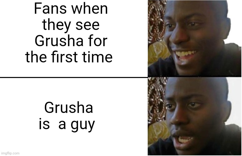 Holly fish paste. IT'S A GUY! | Fans when they see Grusha for the first time; Grusha is  a guy | image tagged in disappointed black guy,pokemon,nintendo,pokemon memes,nintendo switch | made w/ Imgflip meme maker