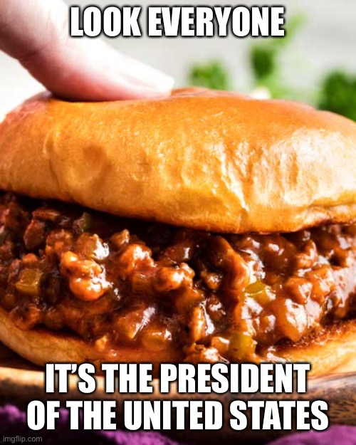 Sloppy Joe | LOOK EVERYONE; IT’S THE PRESIDENT OF THE UNITED STATES | image tagged in biden,joe biden,sleepy joe,sloppy joe,potus,creepy joe biden | made w/ Imgflip meme maker