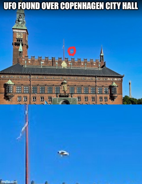 Useless fact of the day: The average American spends about 2.5 days a year looking for lost items | UFO FOUND OVER COPENHAGEN CITY HALL | made w/ Imgflip meme maker