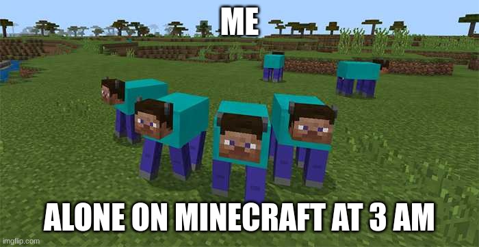 me and the boys |  ME; ALONE ON MINECRAFT AT 3 AM | image tagged in me and the boys | made w/ Imgflip meme maker
