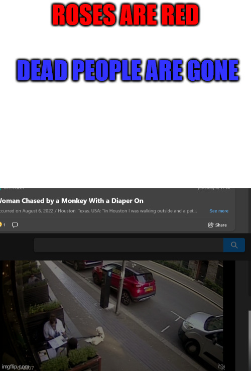  ROSES ARE RED; DEAD PEOPLE ARE GONE | image tagged in blank white template,roses are red violets are are blue | made w/ Imgflip meme maker