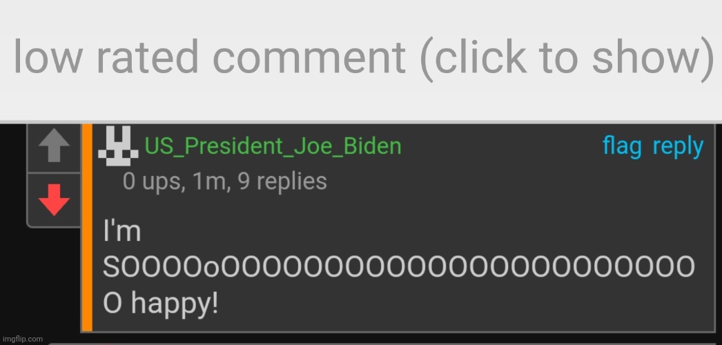 Fake Joe Biden is happy Technoblade is dead | image tagged in low-rated comment imgflip,technoblade | made w/ Imgflip meme maker