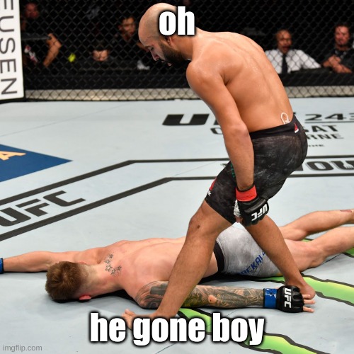 MMA | oh; he gone boy | image tagged in k o knock out | made w/ Imgflip meme maker