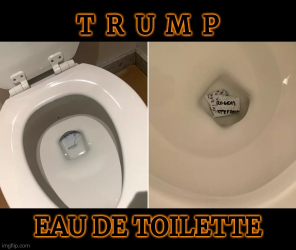 But...her EMAILS! | T  R  U  M  P; EAU DE TOILETTE | image tagged in trump,trump flushed documents,presidential records act,trump the criminal,chump trump | made w/ Imgflip meme maker