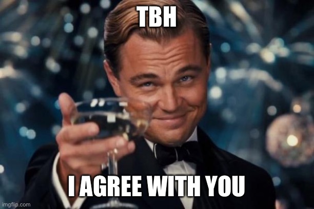 Leonardo Dicaprio Cheers Meme | TBH I AGREE WITH YOU | image tagged in memes,leonardo dicaprio cheers | made w/ Imgflip meme maker
