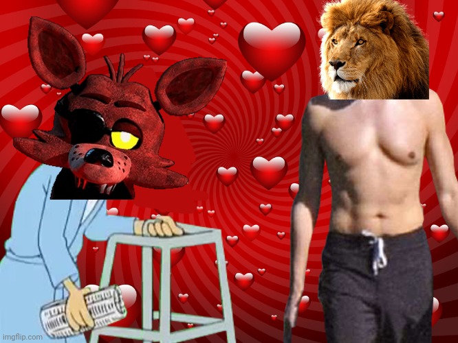 Foxy x Kion Couple | image tagged in obama and herbert love at first sight,love,foxy,kion | made w/ Imgflip meme maker