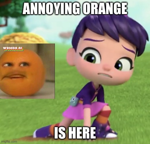 When Orange Meet Abby |  ANNOYING ORANGE; IS HERE | image tagged in abby hatcher scared,annoying orange,abby hatcher,scared,abbyhatcher,abbyhatcherscared | made w/ Imgflip meme maker