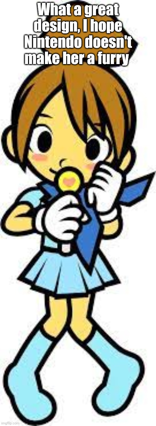 Air here, I'm gonna do a funny | What a great design, I hope Nintendo doesn't make her a furry | image tagged in classic pop singer | made w/ Imgflip meme maker