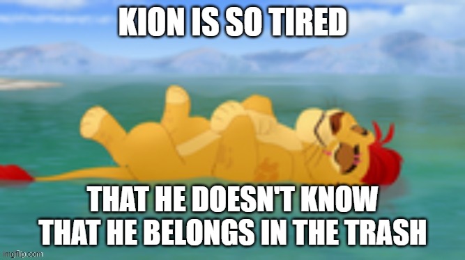 Useless gate | KION IS SO TIRED; THAT HE DOESN'T KNOW THAT HE BELONGS IN THE TRASH | image tagged in useless gate,memes | made w/ Imgflip meme maker