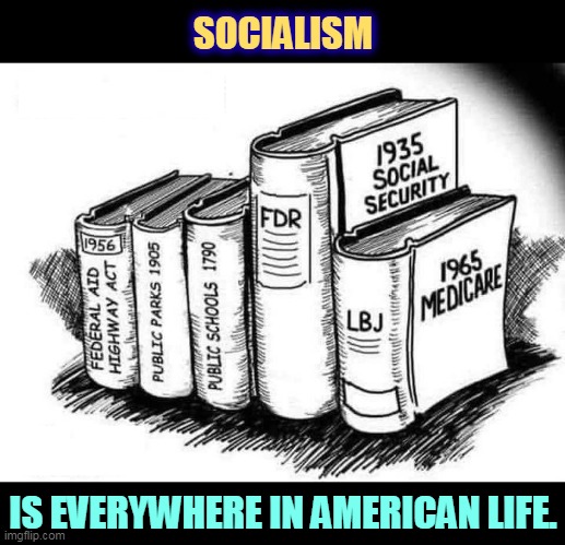 Socialist plots everywhere in American life | SOCIALISM; IS EVERYWHERE IN AMERICAN LIFE. | image tagged in socialist plots everywhere in american life,socialism,everywhere,america | made w/ Imgflip meme maker
