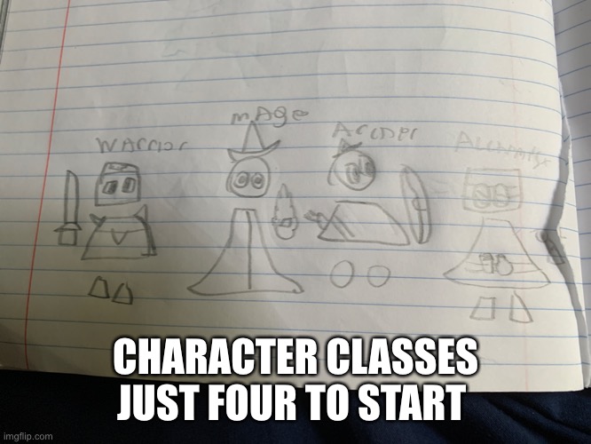 More ideas soon | CHARACTER CLASSES JUST FOUR TO START | made w/ Imgflip meme maker