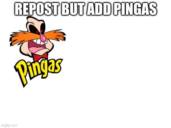 pingas | REPOST BUT ADD PINGAS | image tagged in blank white template,pingas | made w/ Imgflip meme maker