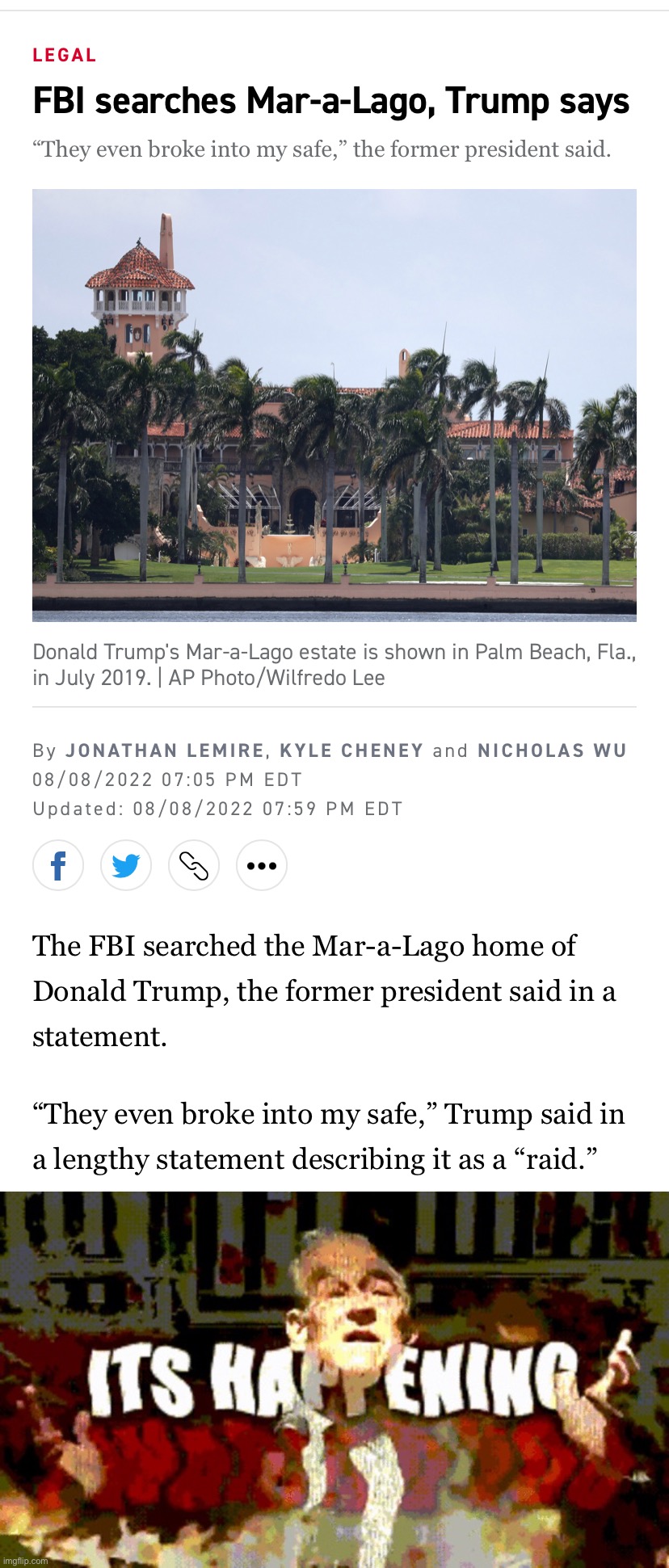 Those Deep State Leftists are at it again! The conspiracy is real! #DeepState #ConspiracyIsReal #Unfair #SadSoSad | image tagged in trump home raided,ron paul it's happening,deep state,leftists,fbi,libtrads | made w/ Imgflip meme maker