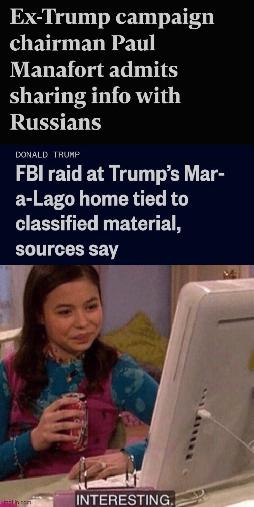 Yes collusion! | image tagged in icarly interesting,trump russia collusion,guilty trump,traitor trump | made w/ Imgflip meme maker