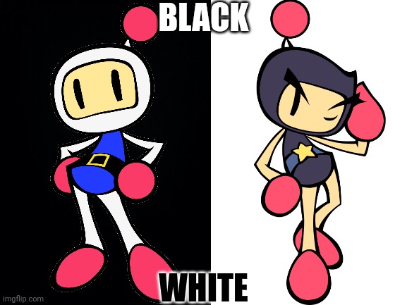 Black and White | BLACK; WHITE | image tagged in bomberman,brothers | made w/ Imgflip meme maker