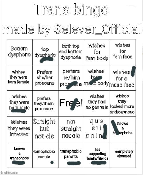 :D | image tagged in trans bingo | made w/ Imgflip meme maker