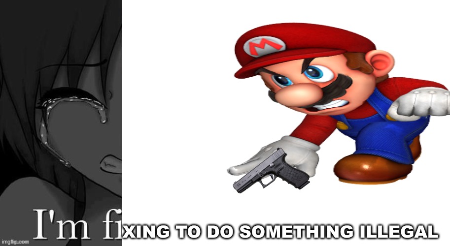 Mario is about to do something not okie-dokie | XING TO DO SOMETHING ILLEGAL | image tagged in blank white template | made w/ Imgflip meme maker