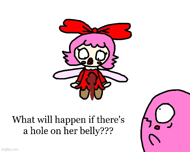 Question #1 | image tagged in kirby,ribbon,blood,funny,cute,humor | made w/ Imgflip meme maker