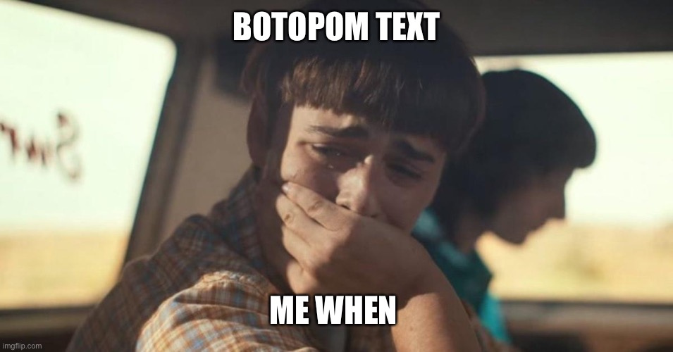 Will Bye | BOTOPOM TEXT; ME WHEN | image tagged in will byers crying | made w/ Imgflip meme maker