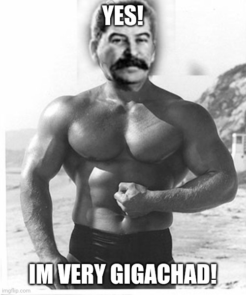 BUFF STALIN | YES! IM VERY GIGACHAD! | image tagged in buff stalin,joseph stalin | made w/ Imgflip meme maker
