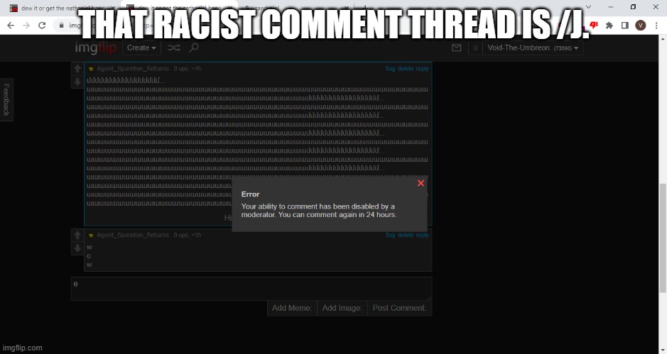 what. | THAT RACIST COMMENT THREAD IS /J. | image tagged in wth | made w/ Imgflip meme maker