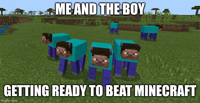 Me and the boy in Minecraft | ME AND THE BOY; GETTING READY TO BEAT MINECRAFT | image tagged in me and the boys | made w/ Imgflip meme maker