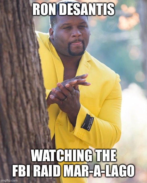 Anthony Adams Rubbing Hands | RON DESANTIS; WATCHING THE FBI RAID MAR-A-LAGO | image tagged in anthony adams rubbing hands | made w/ Imgflip meme maker