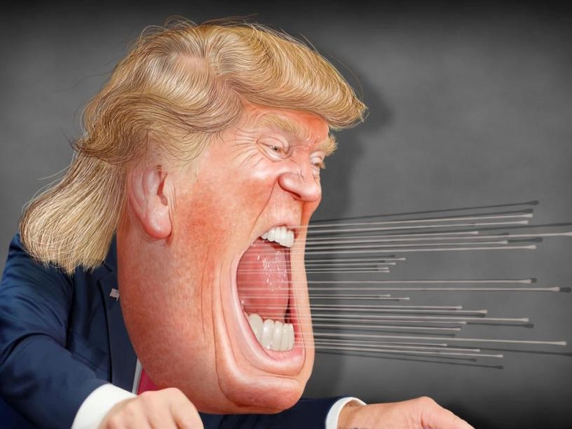 Trump screaming facing right Blank Meme Template