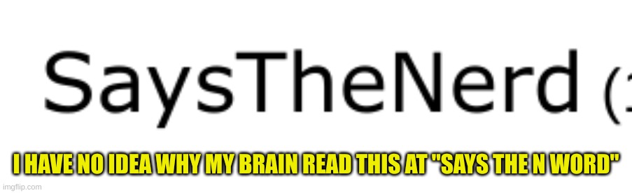Your brain will do what it wants to ig | I HAVE NO IDEA WHY MY BRAIN READ THIS AT "SAYS THE N WORD" | made w/ Imgflip meme maker