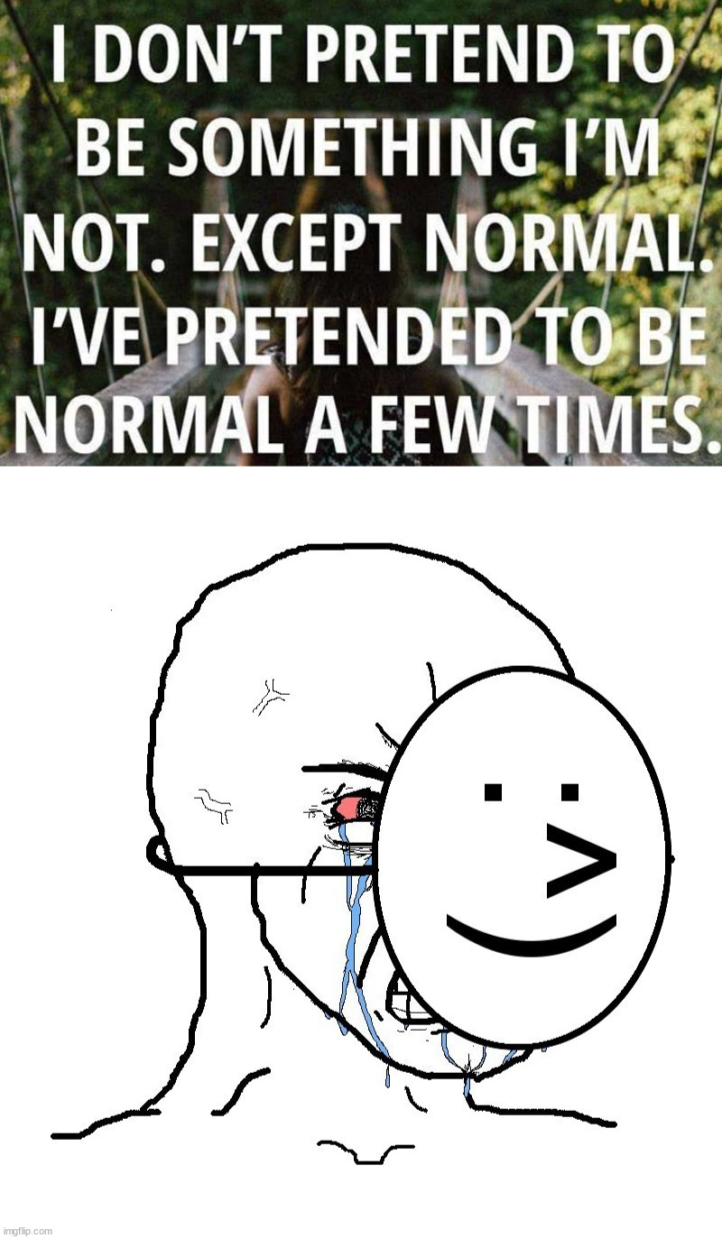 image tagged in pretending to be happy hiding crying behind a mask | made w/ Imgflip meme maker