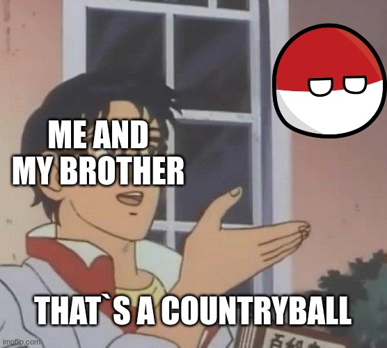 countryballs | ME AND MY BROTHER; THAT`S A COUNTRYBALL | image tagged in memes,is this a pigeon | made w/ Imgflip meme maker