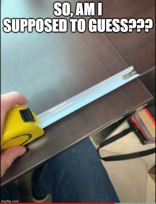 Measure No Measure | SO, AM I SUPPOSED TO GUESS??? | image tagged in you had one job | made w/ Imgflip meme maker