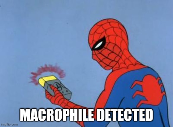 spiderman detector | MACROPHILE DETECTED | image tagged in spiderman detector | made w/ Imgflip meme maker