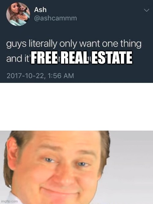 FREE REAL ESTATE | image tagged in guys only want one thing,free real estate blank | made w/ Imgflip meme maker