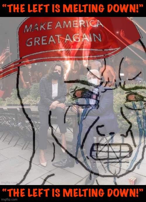 High Quality Triggered MAGA wojak The Left is Melting Down Blank Meme Template