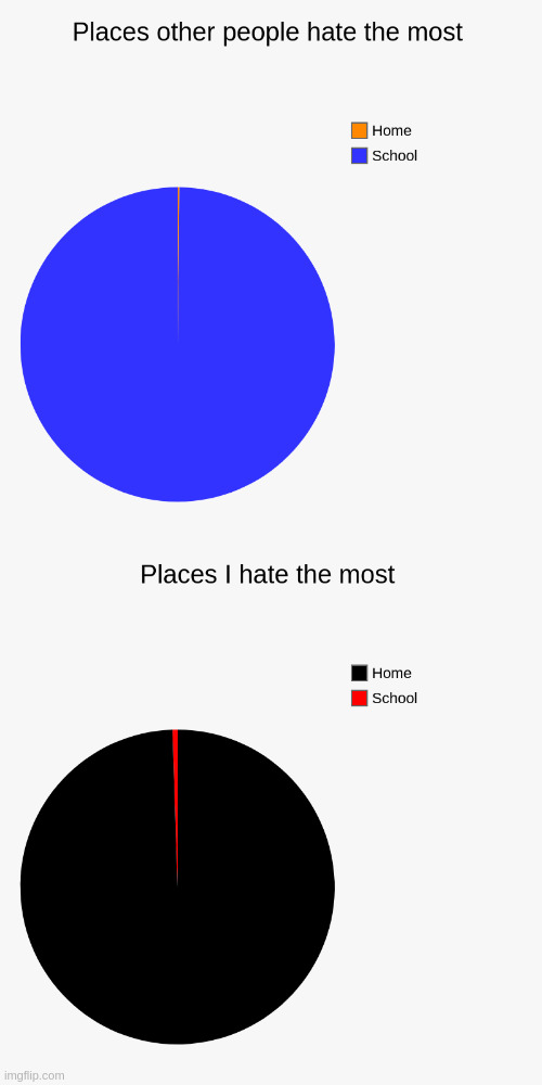 I don't feel safe here | image tagged in pie charts,school,charts,home | made w/ Imgflip meme maker