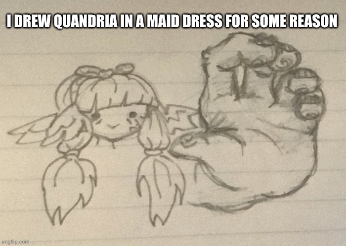 no way in hell am i posting it | I DREW QUANDRIA IN A MAID DRESS FOR SOME REASON | image tagged in hot-diggity-dog | made w/ Imgflip meme maker