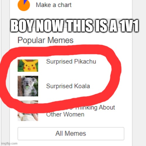 1v1 | BOY NOW THIS IS A 1V1 | image tagged in suprised koala,surprised pikachu | made w/ Imgflip meme maker