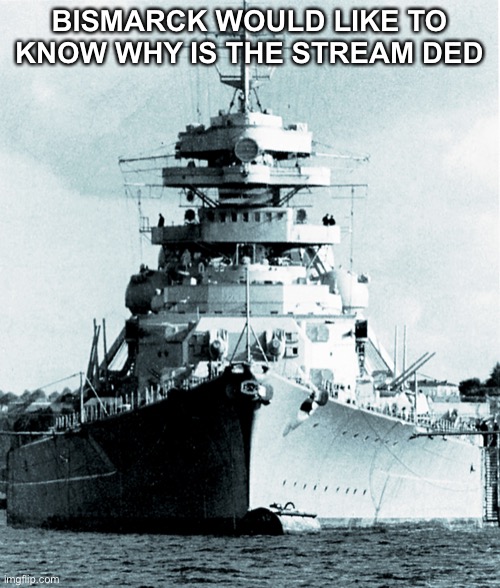  BISMARCK WOULD LIKE TO KNOW WHY IS THE STREAM DED | image tagged in bismarck | made w/ Imgflip meme maker