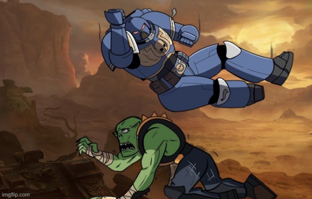 no context for you | image tagged in body slam 40k | made w/ Imgflip meme maker