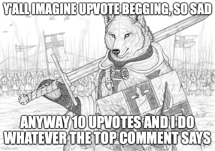 first person to spot the hypocrisy gets at least 0 dollars | Y'ALL IMAGINE UPVOTE BEGGING, SO SAD; ANYWAY 10 UPVOTES AND I DO WHATEVER THE TOP COMMENT SAYS | image tagged in fursader | made w/ Imgflip meme maker