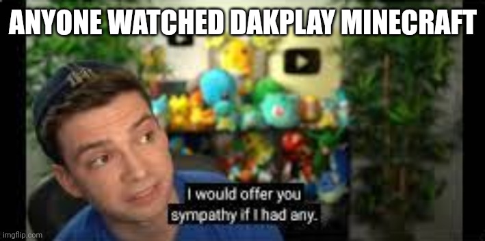 I Would Offer You Sympathy If I Had Any | ANYONE WATCHED DAKPLAY MINECRAFT | image tagged in i would offer you sympathy if i had any | made w/ Imgflip meme maker