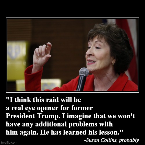 Troll of the Day: Susan Collins (could not be reached for comment) | image tagged in funny,demotivationals | made w/ Imgflip demotivational maker