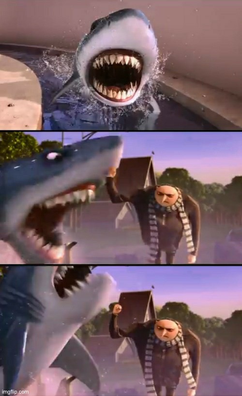 Gru Punches A Shark | image tagged in gru punches a shark | made w/ Imgflip meme maker